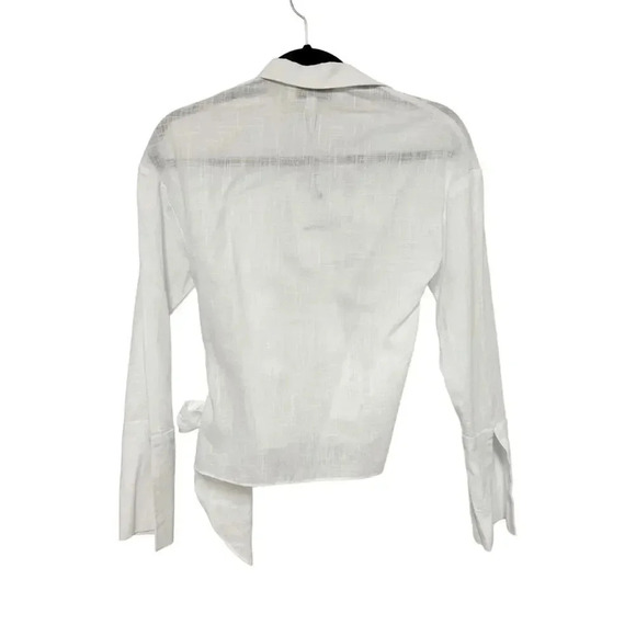 NWT $360 Mother of All Gisele Cotton Wrap Top - Button-Up Collared Blouse Shirt - Picture 9 of 9